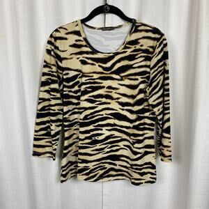 J.McLaughlin Animal Print Catalina Cloth 3/4 Sleeve Crewneck Blouse Sz.M